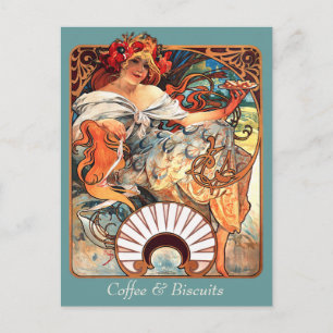 Kaffee & Biscuits CC0411 Alphonse Mucha Postkarte