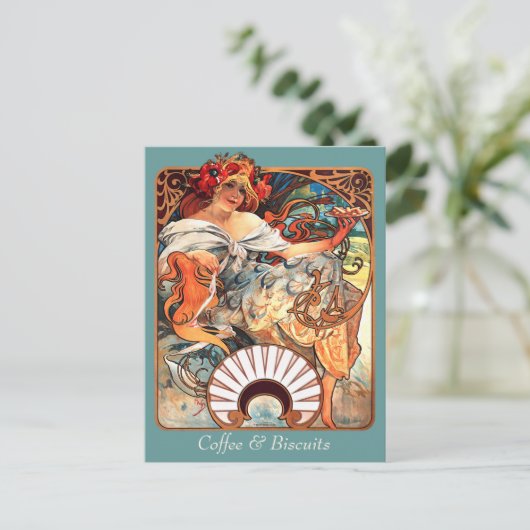 Kaffee & Biscuits CC0411 Alphonse Mucha Postkarte (Stehend Vorderseite)