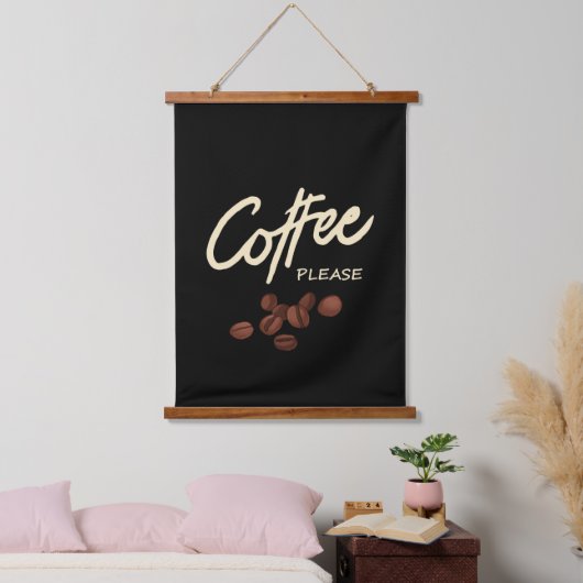 Kaffee bitte Kaffee Läden Wandteppich Mit Holzrahmen (Schlafzimmer)