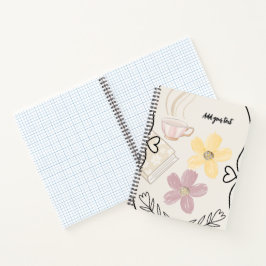 Kaffee & Blumen Spiralnotizbuch für Bücherliebhabe Notizblock