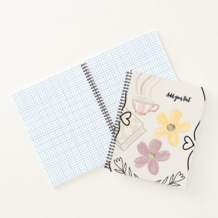 Kaffee & Blumen Spiralnotizbuch für Bücherliebhabe Notizblock