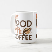 Kaffee-Blutgruppe-Grafik als Geschenk für Kaffeeli Kaffeetasse (Vorderseite Links)