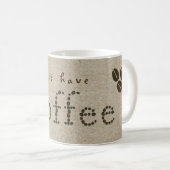 KAFFEE-Bohnen-Typografie natürliches Kraftpapier-M Kaffeetasse (VorderseiteRechts)