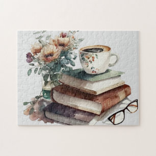 Kaffee Boho Floral Grün Braun Aquarell Puzzle