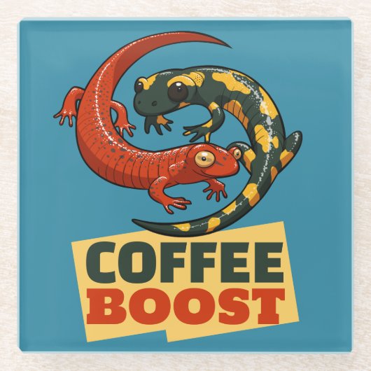 Kaffee Boost Niedlich Red & Fire Salamanders Carto Glasuntersetzer (Vorderseite)