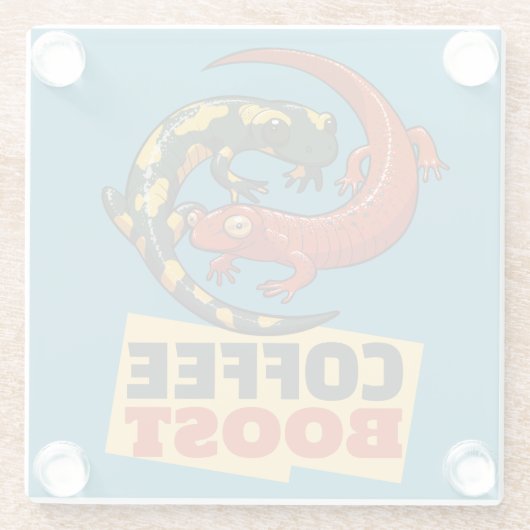 Kaffee Boost Niedlich Red & Fire Salamanders Carto Glasuntersetzer (Rückseite)