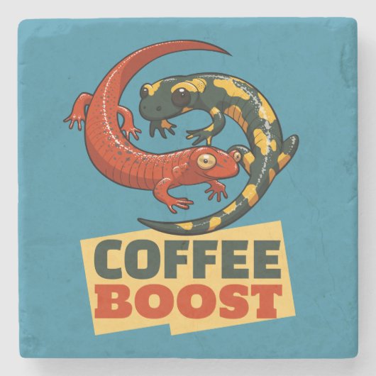 Kaffee Boost Niedlich Red & Fire Salamanders Carto Steinuntersetzer (Vorderseite)