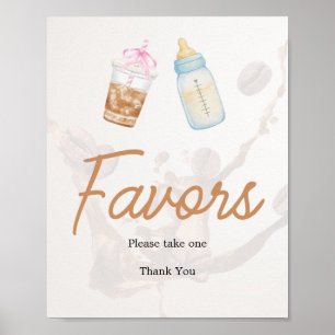 Kaffee Brauen Baby Shower Favor Poster