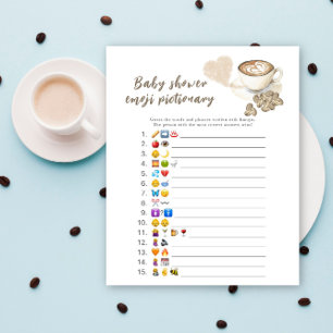 Kaffee Brauen Babydusche Emoji Bilderspiel