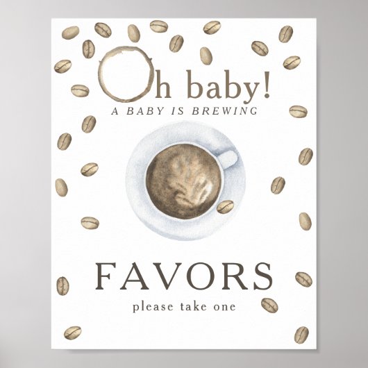 Kaffee Brauen Babydusche Favoriten Poster (Vorne)