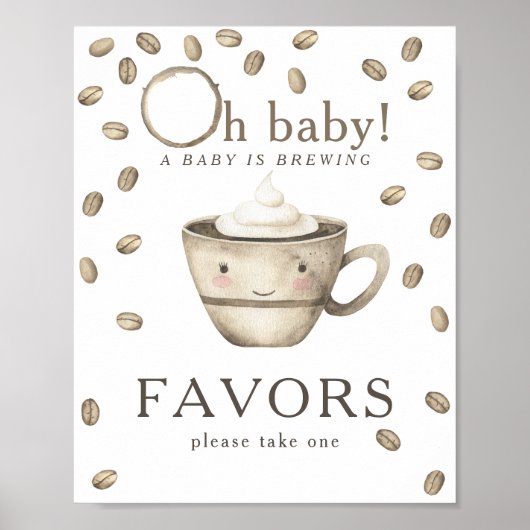 Kaffee Brauen Babydusche Favoriten Poster (Vorne)