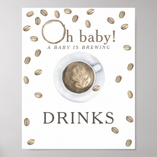 Kaffee Brauen Babydusche Getränke Poster (Vorne)