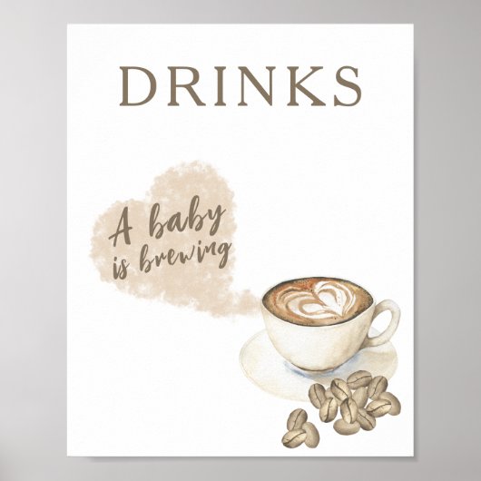 Kaffee Brauen Babydusche Getränke Poster (Vorne)