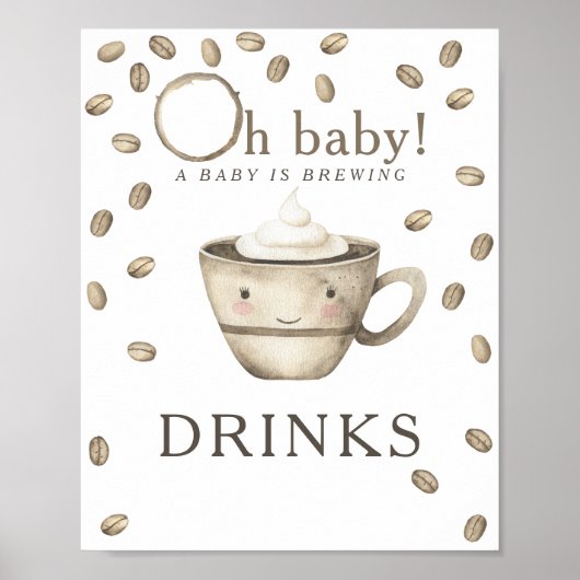 Kaffee Brauen Babydusche Getränke Poster (Vorne)