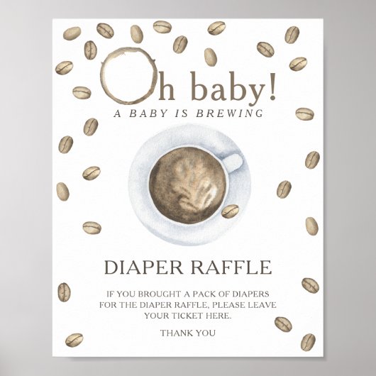 Kaffee Brauen Babydusche - Gewinnspiel Poster (Vorne)
