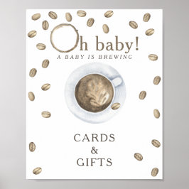 Kaffee Brauen Babydusche Karten und Geschenke Poster