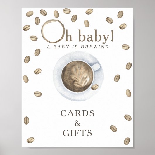 Kaffee Brauen Babydusche Karten und Geschenke Poster (Vorne)