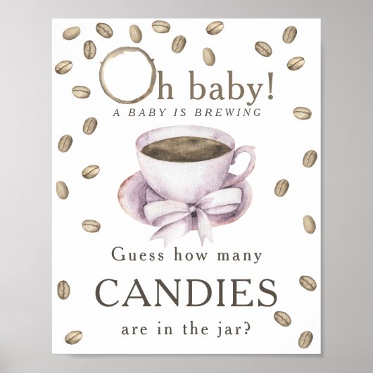 Kaffee brauen - Wie viele Bonbons sind im Glas Poster (Vorne)