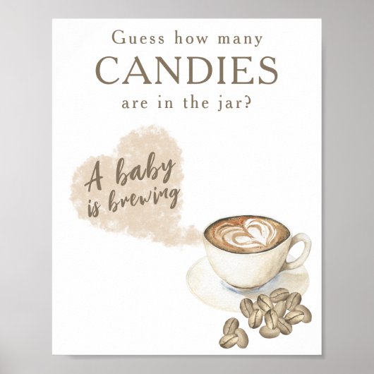 Kaffee brauen - Wie viele Bonbons sind im Glas Poster (Vorne)