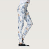 Kaffee-Braun Faux-Denim Blau Abstrakt Leggings (Rechts)