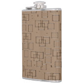 Kaffee Braune Quadrate Muster Flachmann (Links)