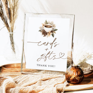Kaffee-Brautparty-Karten und Geschenke-Zeichen Poster