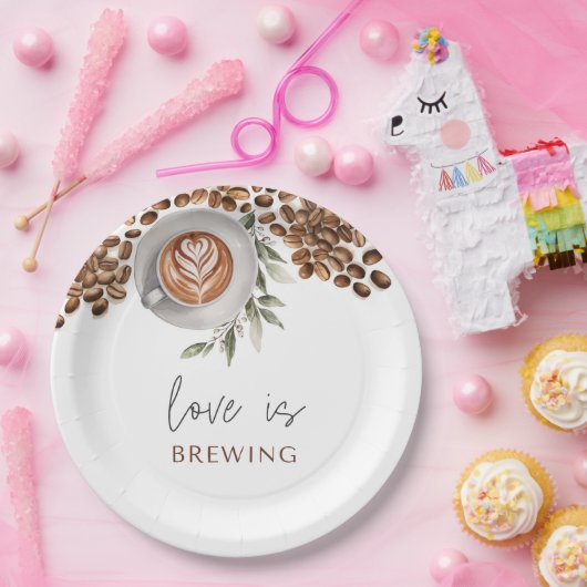 Kaffee-Brautparty - Liebe ist Brechen Pappteller (Party)