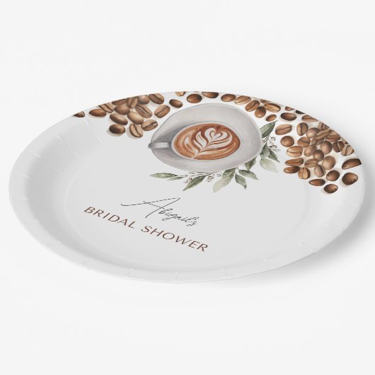 Kaffee-Brautparty - Liebe ist Brechen Pappteller (Schrägansicht)