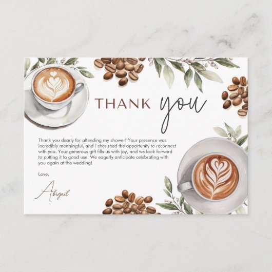 Kaffee Brautparty - Liebe ist Brechen Vielen Dank Begleitkarte (Vorderseite)