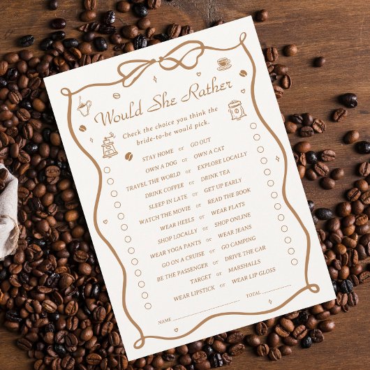 Kaffee-Brautparty würde sie eher Spielkarte machen Einladung