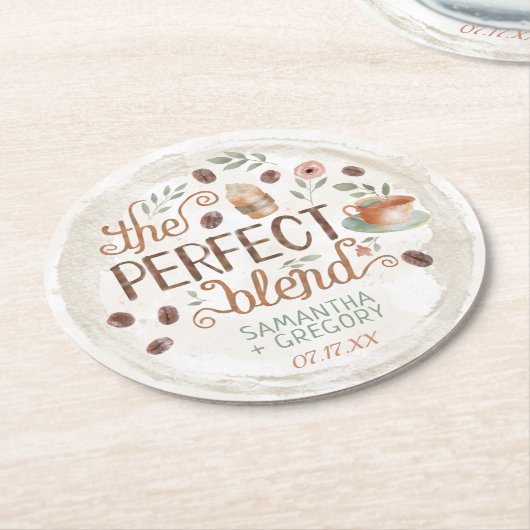 Kaffee-BrautPolterabend | die perfekte Mischung Runder Pappuntersetzer (Angewinkelt)