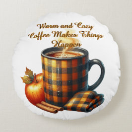 Kaffee bringt die Dinge ins Rollen Rundes Kissen
