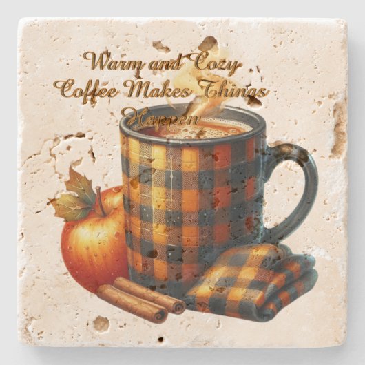 Kaffee bringt die Dinge ins Rollen Steinuntersetzer (Vorderseite)