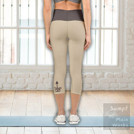 Kaffee Brown auf Sand Capri Leggings