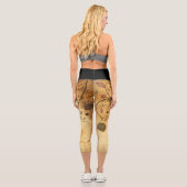 Kaffee Brown Blühte Rosa Rosen Capri Leggings (Rückseite)