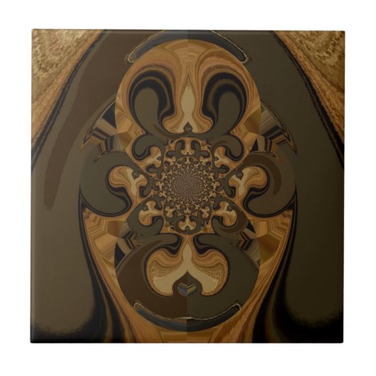 Kaffee Brown Fluid Kaleidoskop Art Print Fliese (Vorderseite)