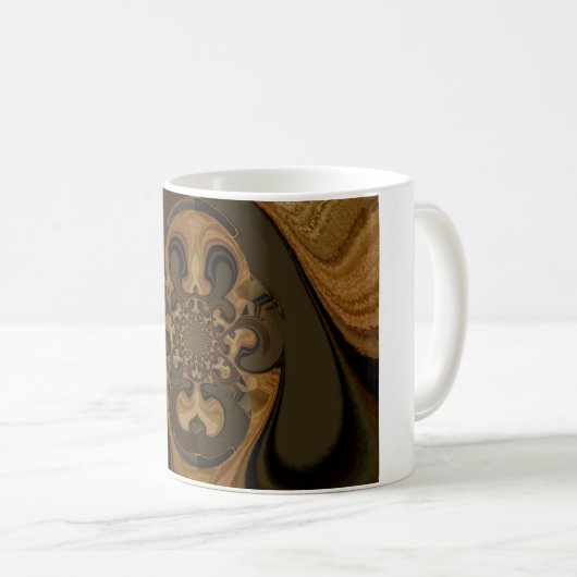Kaffee Brown Fluid Kaleidoskop Art Print Kaffeetasse (VorderseiteRechts)