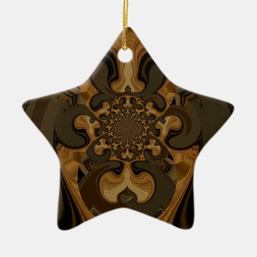 Kaffee Brown Fluid Kaleidoskop Art Print Keramikornament (Vorne)