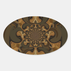 Kaffee Brown Fluid Kaleidoskop Art Print Ovaler Aufkleber