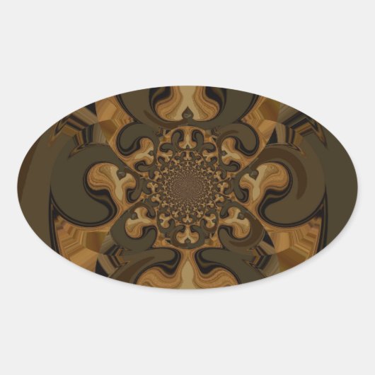 Kaffee Brown Fluid Kaleidoskop Art Print Ovaler Aufkleber (Vorderseite)