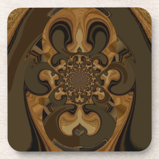 Kaffee Brown Fluid Kaleidoskop Art Print Untersetzer (Vorderseite)