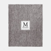 Kaffee Brown Herringbone & Monogram Fleecedecke (Vorderseite)