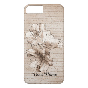 Kaffee Brown Illustrierte Blume Bloral + Ihr Name Case-Mate iPhone Hülle