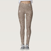 Kaffee Brown Mandala Symmetry Muster Leggings (Vorderseite)