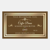 Kaffee Brown Product Label Gold Rahmen mit Logo Rechteckiger Aufkleber (Vorderseite)
