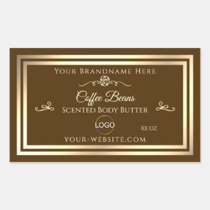 Kaffee Brown Product Label Gold Rahmen mit Logo Rechteckiger Aufkleber