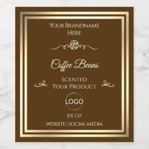 Kaffee Brown Product Label Gold Rahmen mit Logo Weinetikett