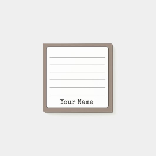 Kaffee Brown Retro Fügen Sie Ihren Namen Linken Post-it Klebezettel (Vorderseite)