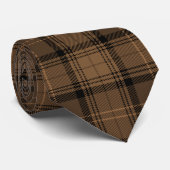 Kaffee Brown und Black Tartan Kariertes Muster Krawatte (Gerollt)
