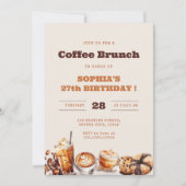 Kaffee-Brunch-Geburtstag jedes Alters Einladung (Vorderseite)